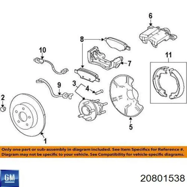 Купити 20801538 General Motors Задні колодки