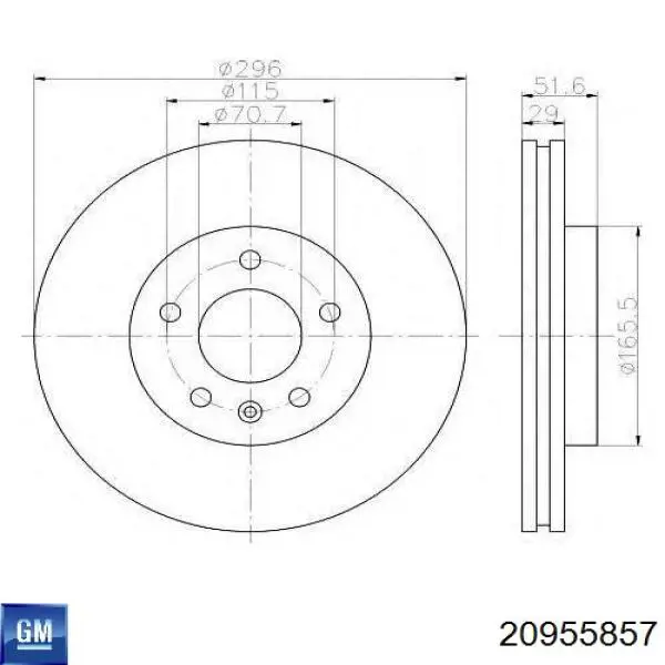 Диск переднього гальма General Motors 20955857 ціна, від 60.02 USD