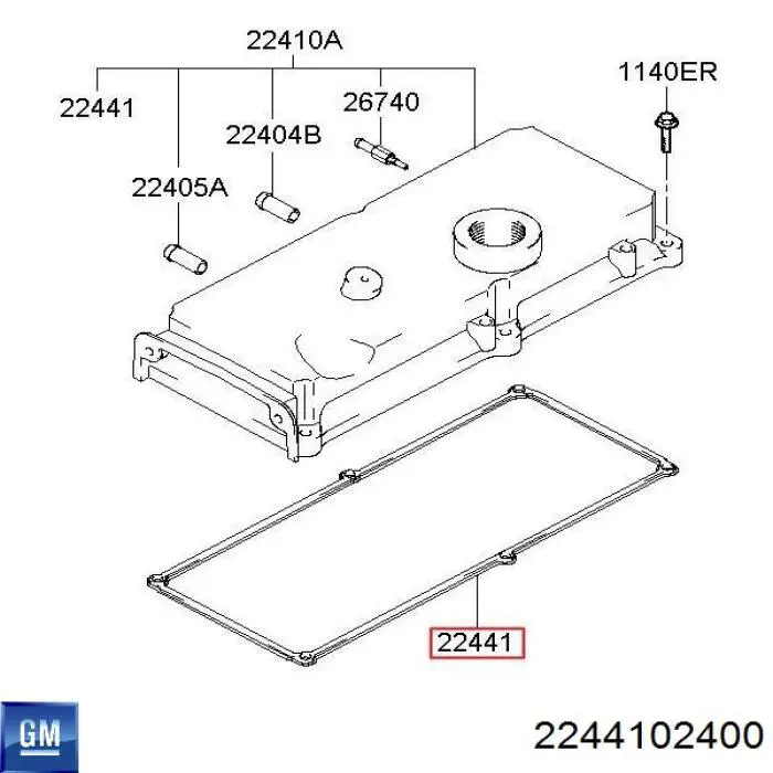 Прокладка клапанної кришки двигуна 2244102400 General Motors