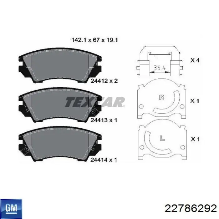 Гальмівні колодки General Motors 22786292 ціна, від 74.37 USD