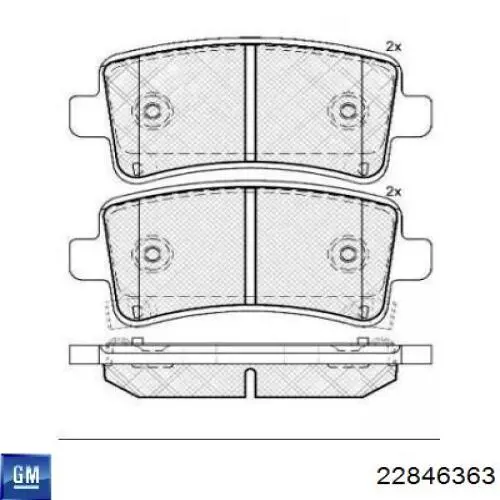 Задні гальмівні колодки General Motors 22846363 ціна, від 14.61 USD