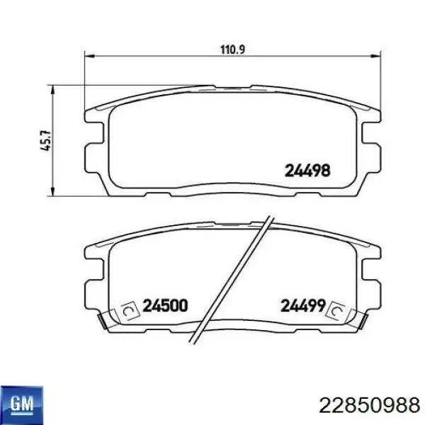 Задні гальмівні колодки General Motors 22850988 ціна, від 17.92 USD