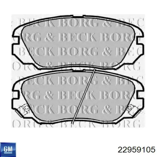Передні тормозні колодки 22959105 General Motors