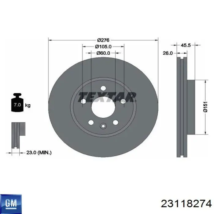 23118274 General Motors Гальмо дискове переднє