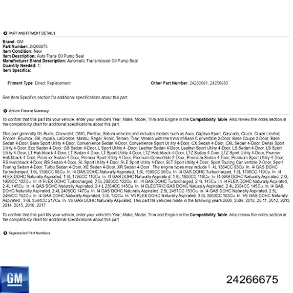 24266675 Opel Ремкомплект гідротрансформатора АКПП