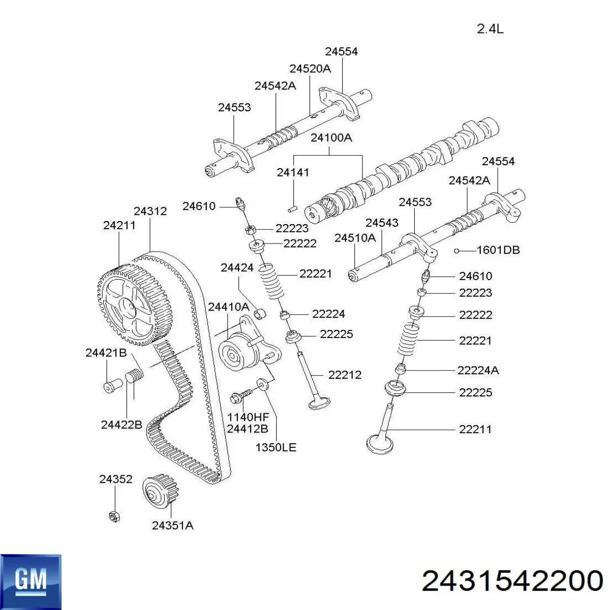 Ремінь ГРМ 2431542200 General Motors