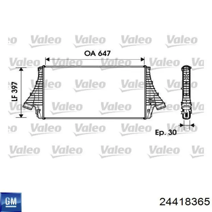 Радіатор интеркуллера 24418365 General Motors