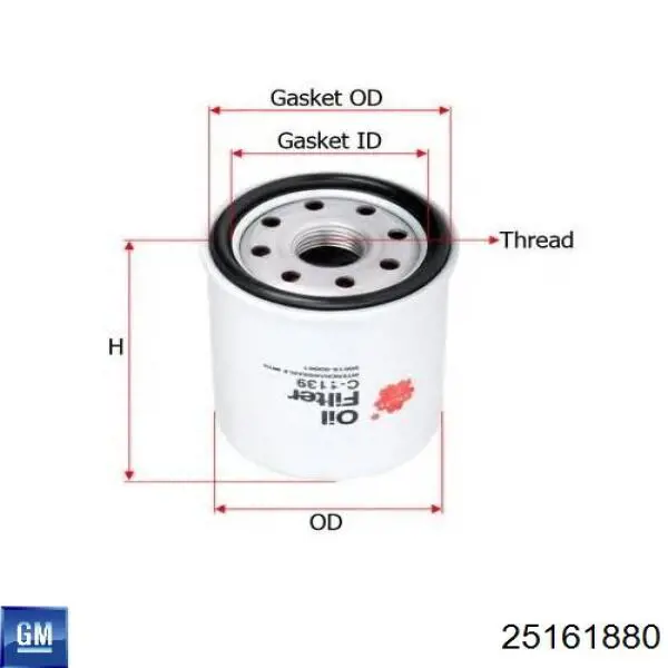 25161880 General Motors Фільтр масла