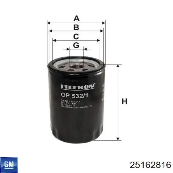 25162816 General Motors Фільтр масла