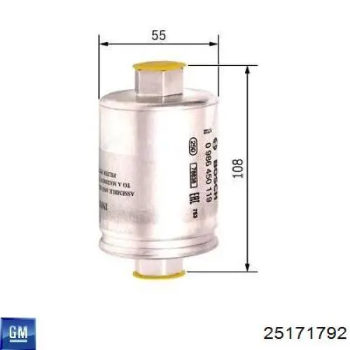 Фільтр тонкого очищення палива General Motors 25171792 ціна, від 4.06 USD