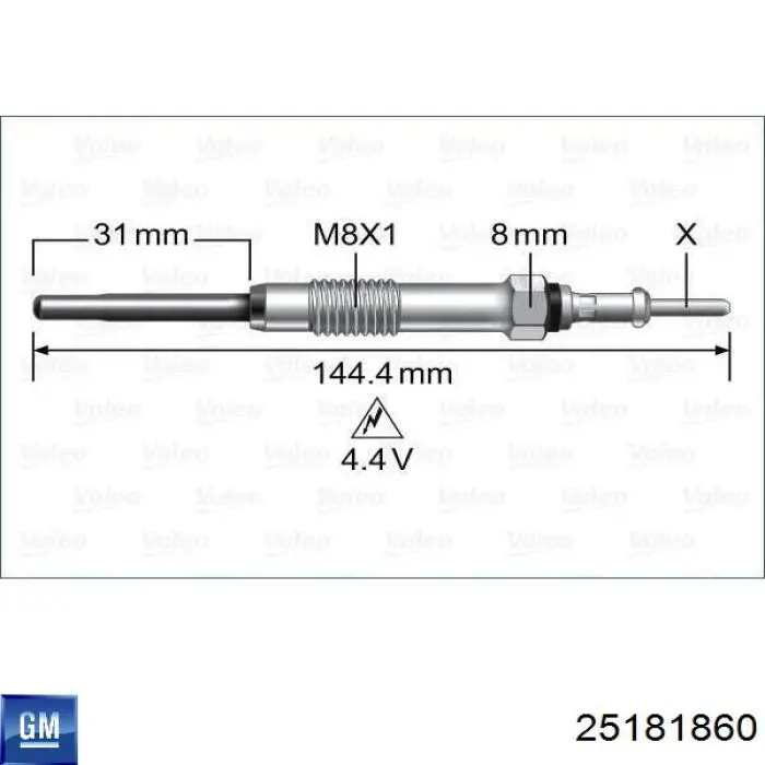 Купити 25181860 General Motors Свічка накалу