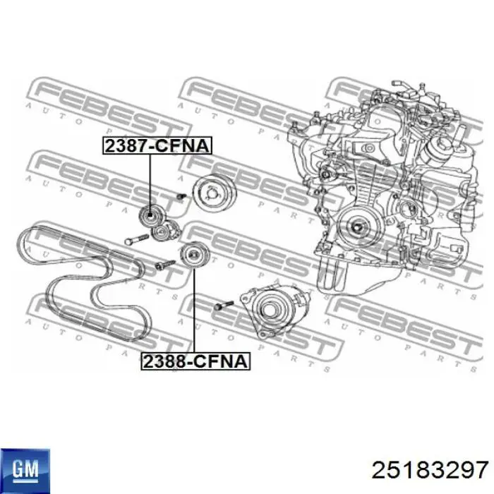 Натягувач приводного ременя 25194788 General Motors