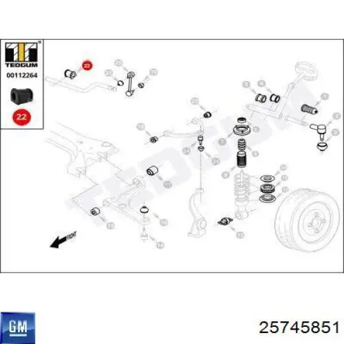 Втулка стабілізатора переднього внутрішня General Motors 25745851 ціна, від 10.87 USD