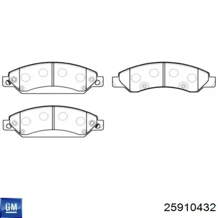 Передні тормозні колодки 25910432 General Motors
