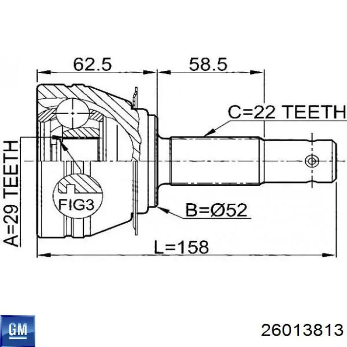 ШРУС зовнішній передній 26013813 General Motors