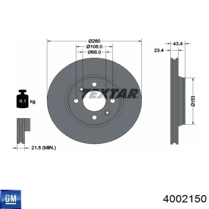 Диск гальмівний передній 4002150 General Motors