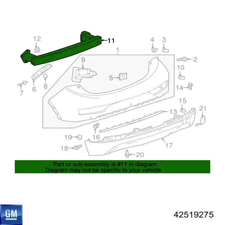 Балка бампера заднього General Motors 42519275 ціна, від 102.54 USD