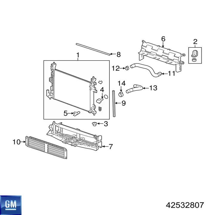 Повітропровід / дефлектор радіатора, верхній General Motors 42532807 ціна, від 38.01 USD