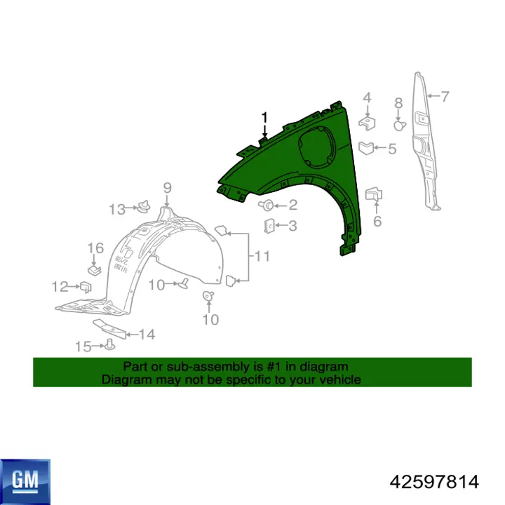 Ліве переднє крило Opel 42396617 ціна, від 302.45 USD