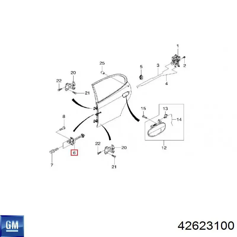 Обмежувач відкриття дверей, задній правий General Motors 42623100 ціна, від 6.46 USD
