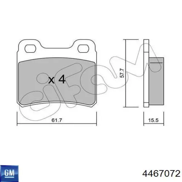 Задні гальмівні колодки 4467072 General Motors