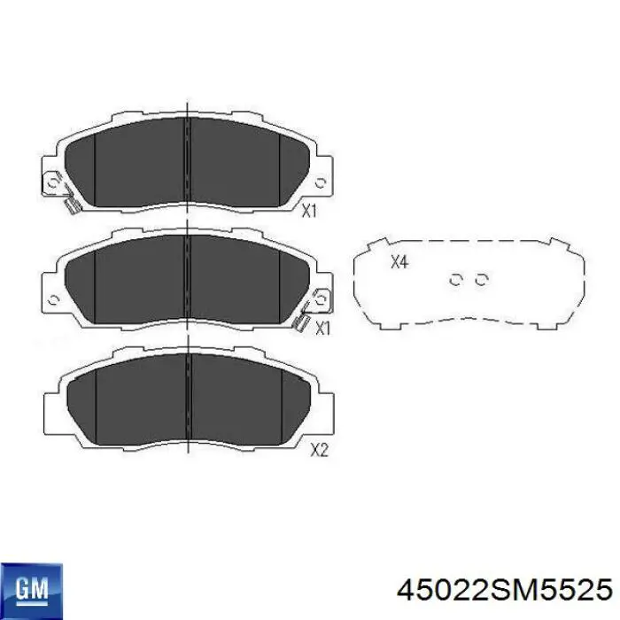 Колодки гальмівні передні, дискові 45022SM5525 General Motors