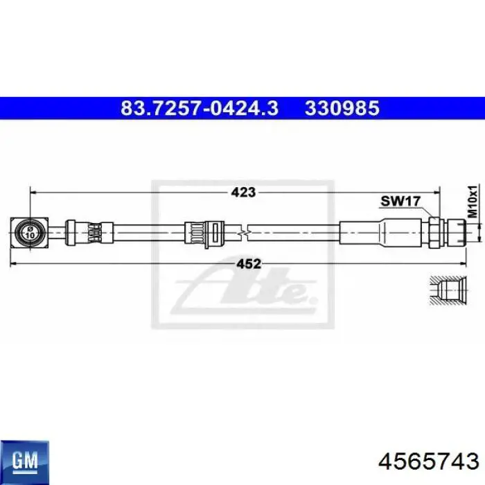 4565743 General Motors Гнучка гальмівна трубка передня