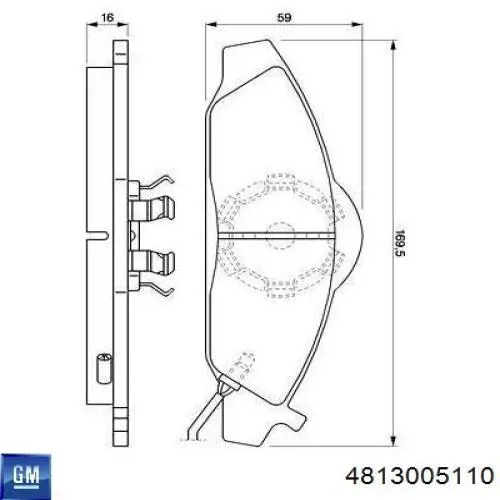 Колодки гальмівні передні, дискові 4813005110 General Motors