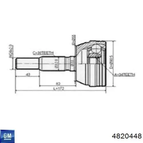 Піввісь передня, права Opel 95299896 ціна, від 79.55 USD