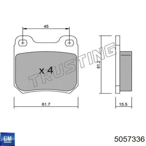 Задні гальмівні колодки General Motors 5057336 ціна, від 17.79 USD