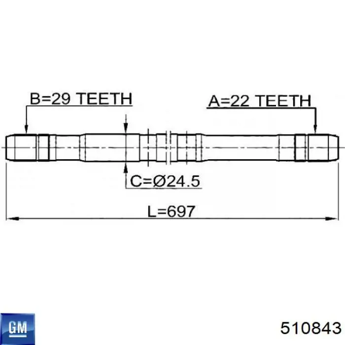 510843 ZAZ піввісь (привід передня, права)