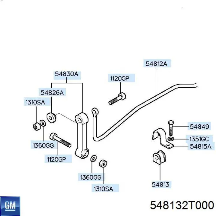 Втулка стабілізатора переднього 548132T000 General Motors