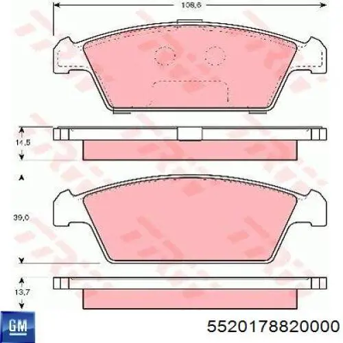 Купити 5520178820000 General Motors Колодки гальмівні передні, дискові