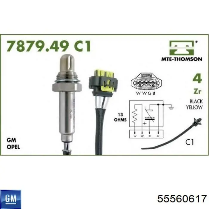 Лямбда-зонд, датчик кисню після каталізатора 55560617 General Motors