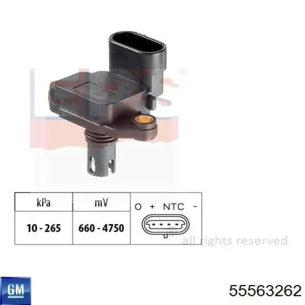 55563262 General Motors Датчик наддува