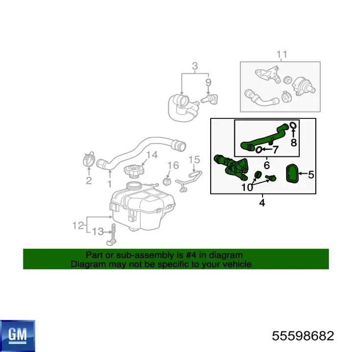 Фланець системи охолодження (трійник) General Motors 55598682 ціна, від 131.16 USD
