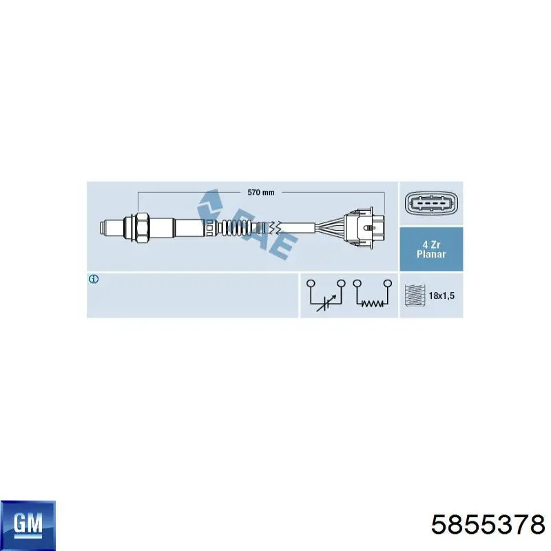 Купити 5855378 General Motors Лямбда-зонд, датчик кисню після каталізатора