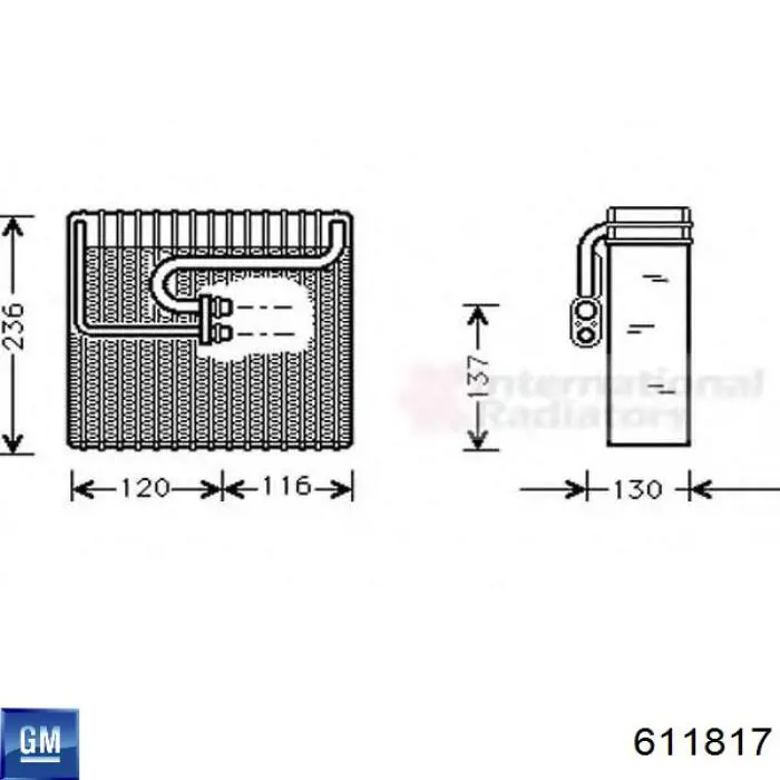 611817 General Motors радіатор кондиціонера салонний, випарник