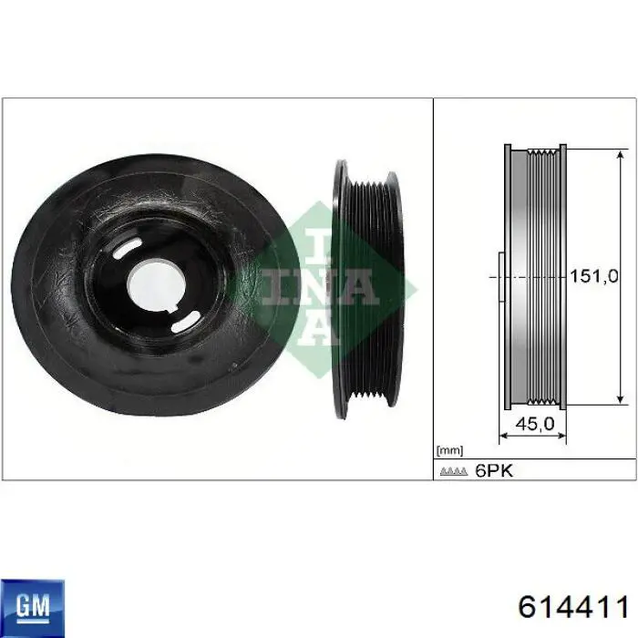 Шків колінвала 614411 General Motors