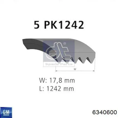 Клиновий ремінь General Motors 6340600 ціна, від 5.79 USD