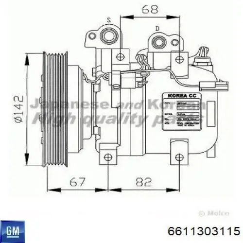 Компресор кондиціонера 6611303115 General Motors