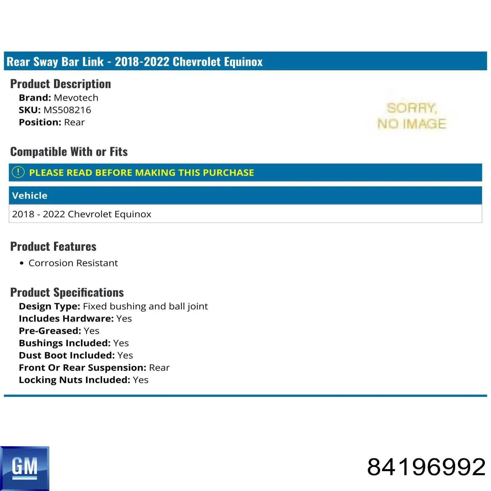  84477697 General Motors