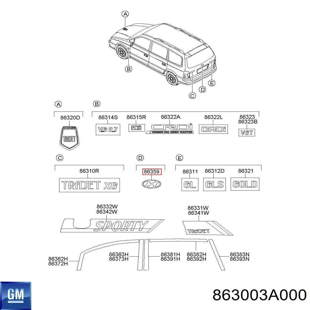 Емблема на решітку радіатора General Motors 863003A000 ціна, від 5.62 USD