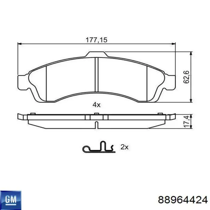 Купити 88964424 General Motors Колодки гальмівні передні, дискові