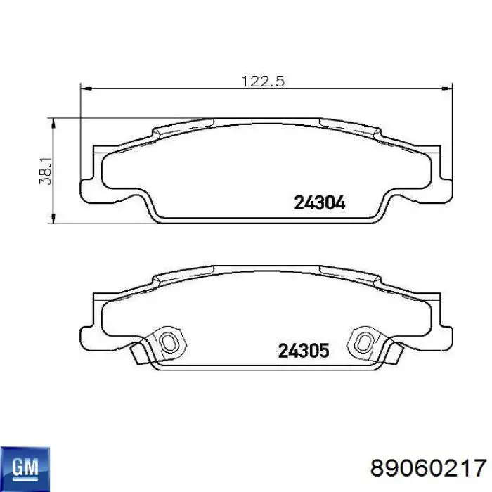 89060217 General Motors Колодки гальмівні задні, дискові