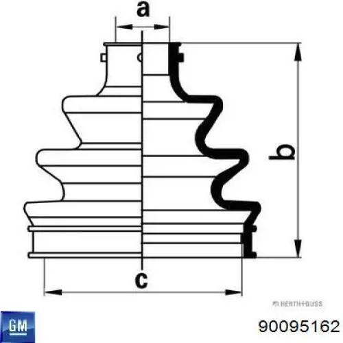 90095162 General Motors Пильник ШРКШ внутрішній, передній півосі