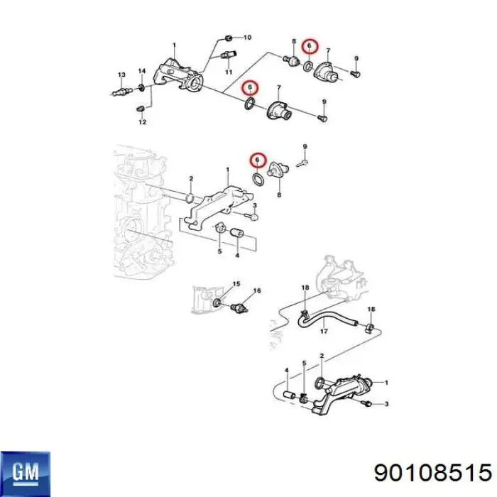 90108515 General Motors Прокладка термостата