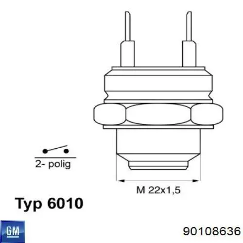 Купити 90108636 General Motors Датчик включення вентилятора