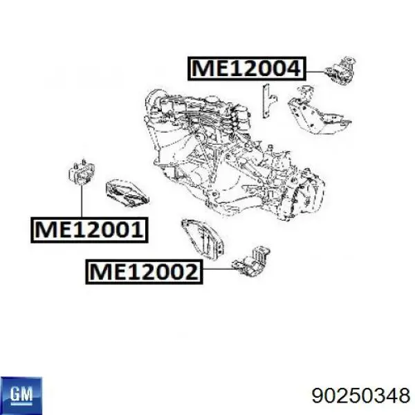 Купити 90250348 General Motors Подушка (опора) двигуна, права