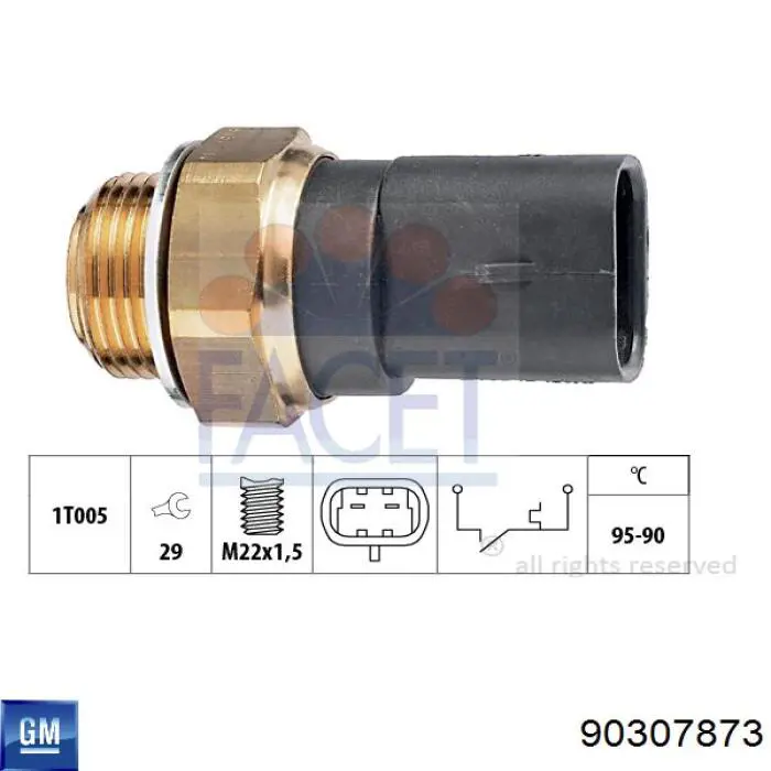 Датчик температури охолоджуючої рідини 90307873 General Motors
